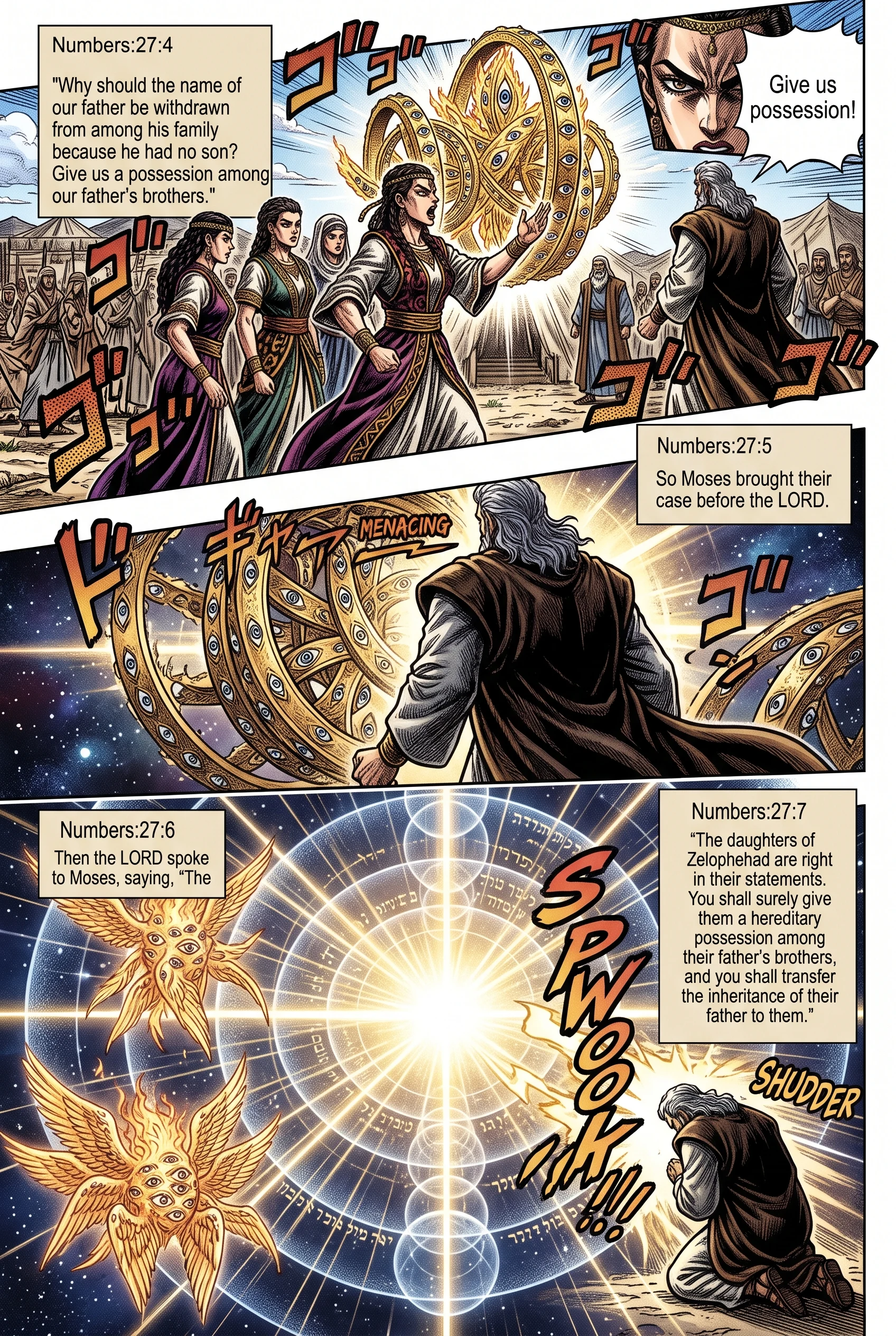 Numbers 27 illustration: The Lord Grants Inheritance to Daughters