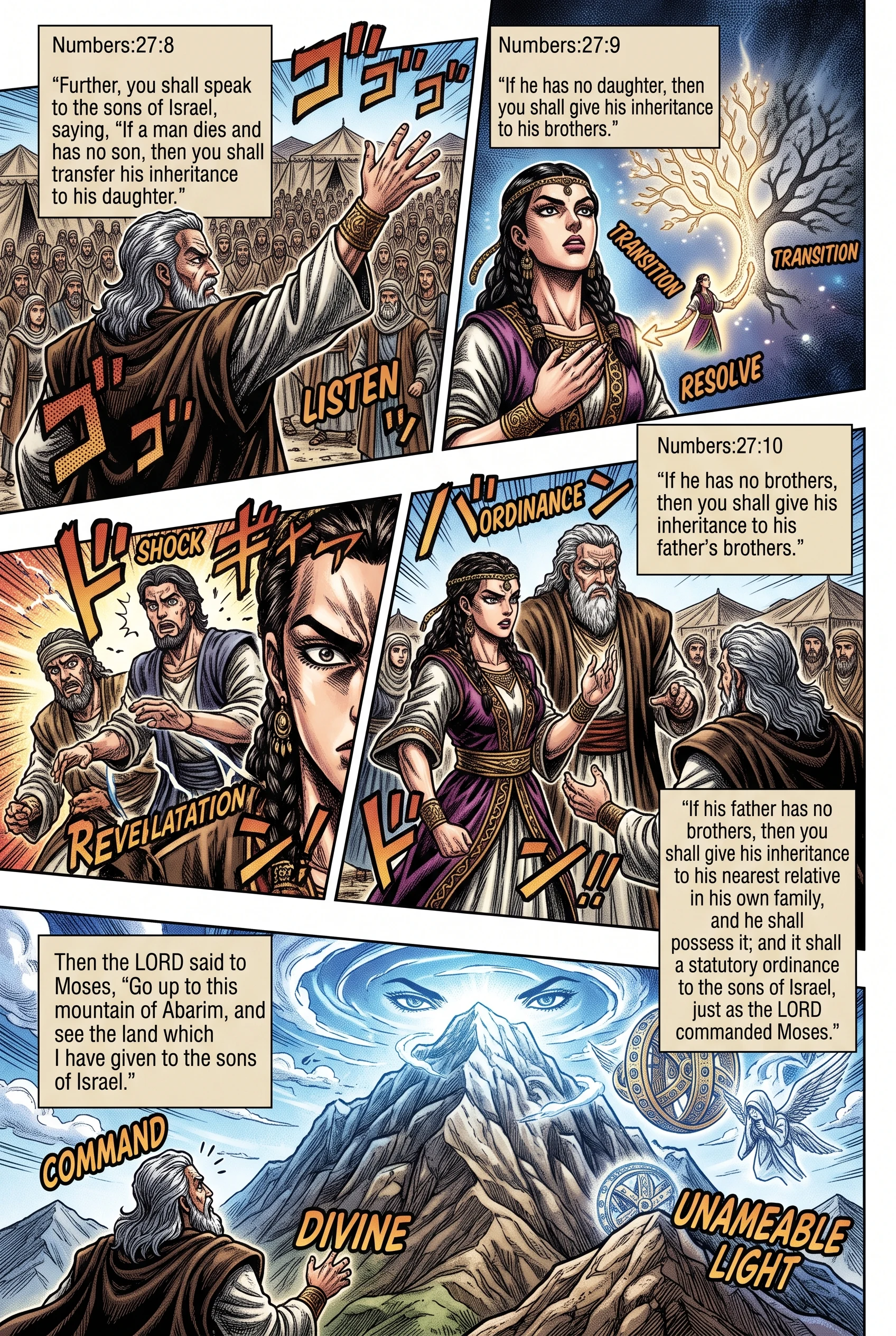 Numbers 27 illustration: General Inheritance Laws and Mount Abarim