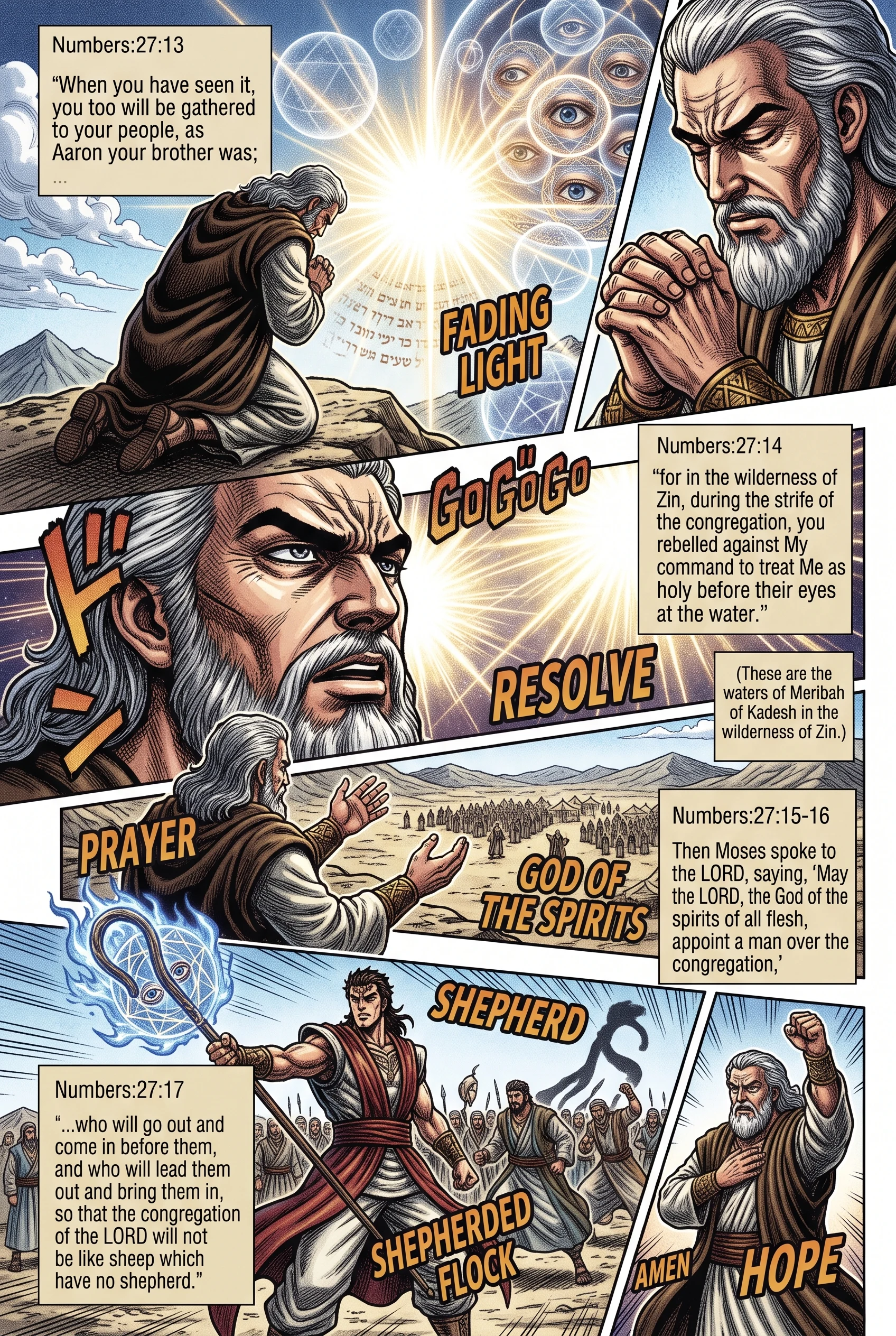 Numbers 27 illustration: Moses Requests a New Shepherd Leader