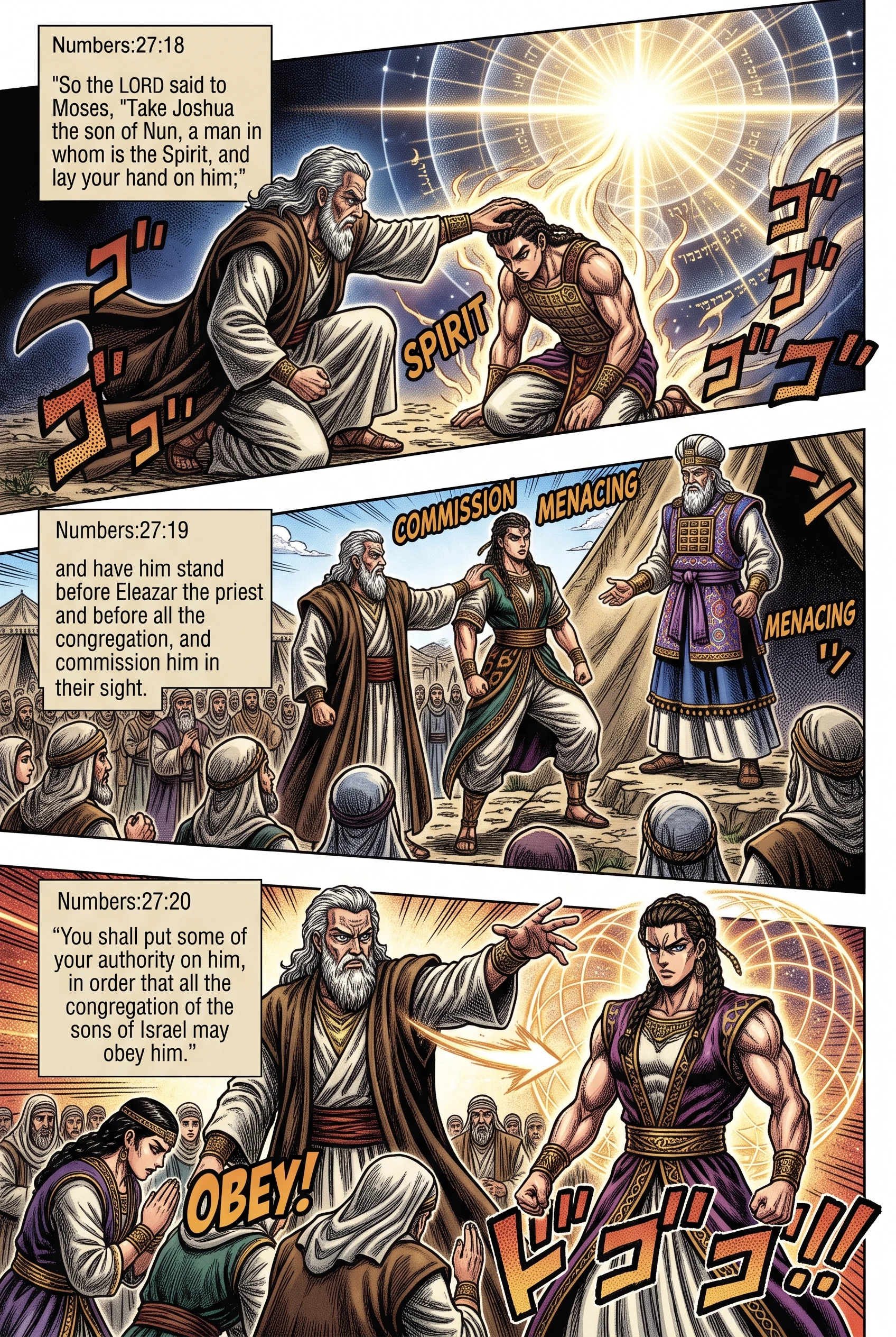 Numbers 27 illustration: Joshua Chosen to Succeed Leader Moses