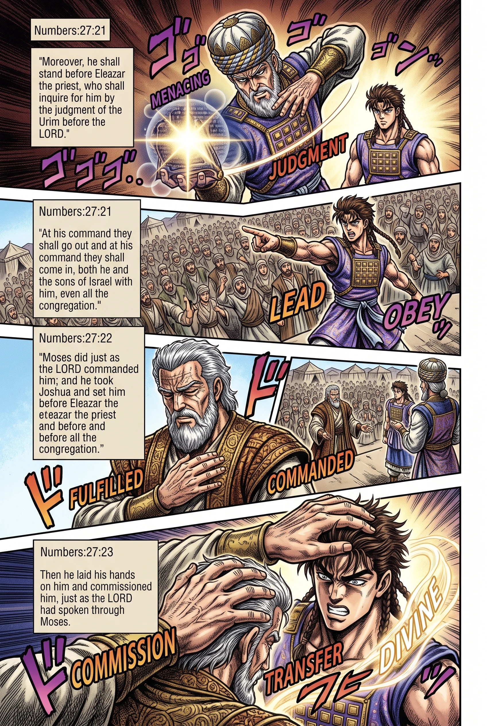 Numbers 27 illustration: Moses Publicly Commissions Joshua as Leader