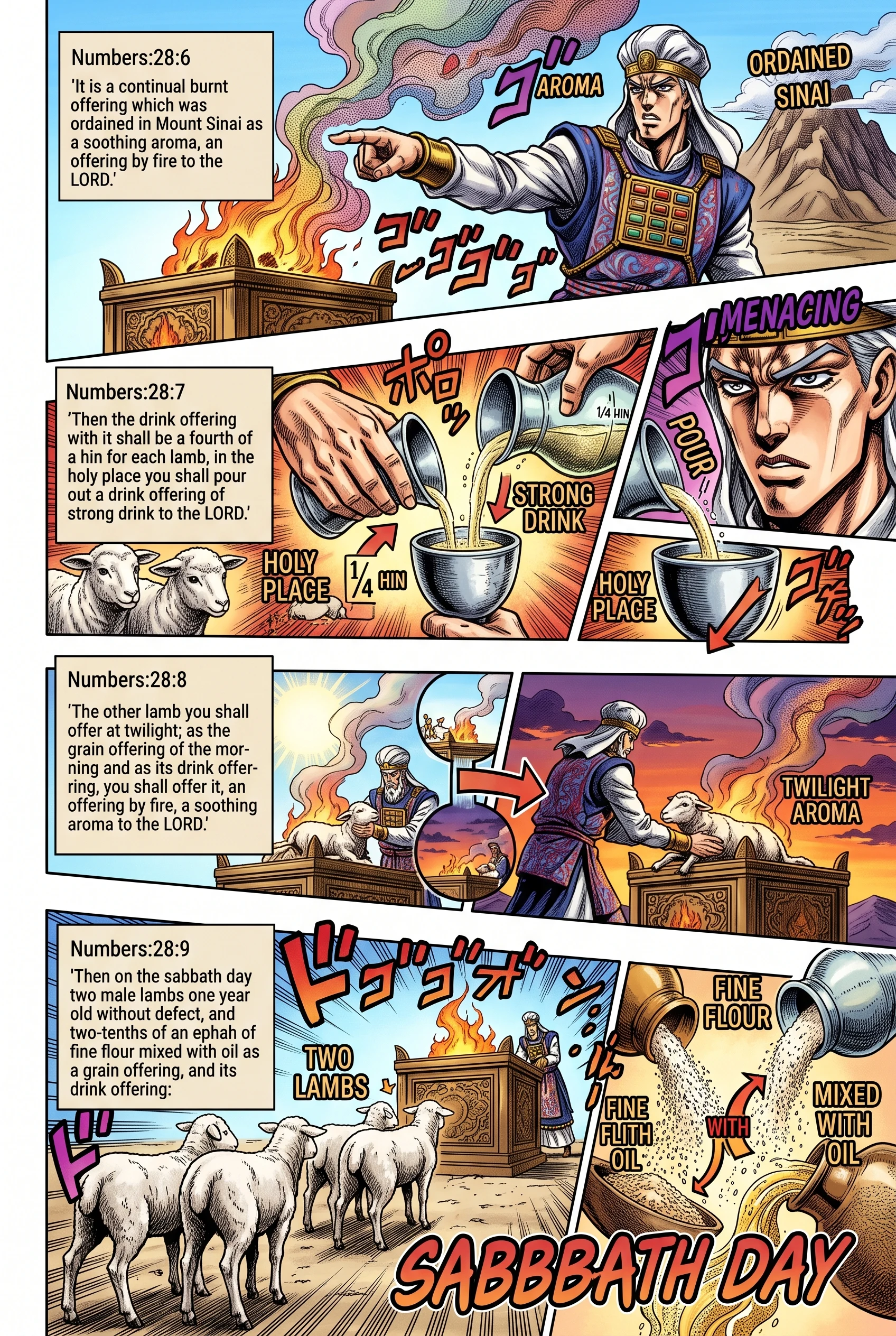 Numbers 28 illustration: Twilight Sacrifices and the Sabbath Offering
