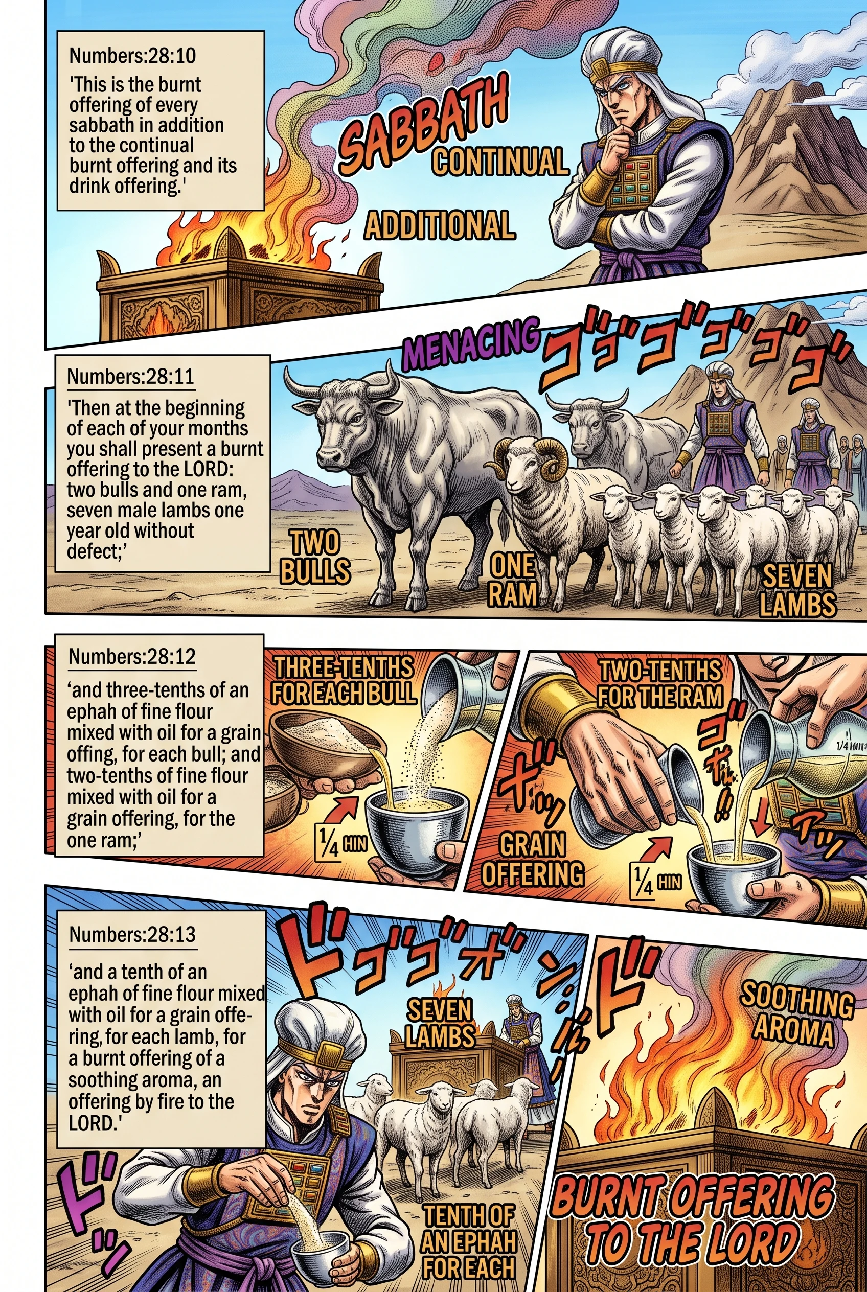 Numbers 28 illustration: Monthly New Moon Burnt Offerings Appointed