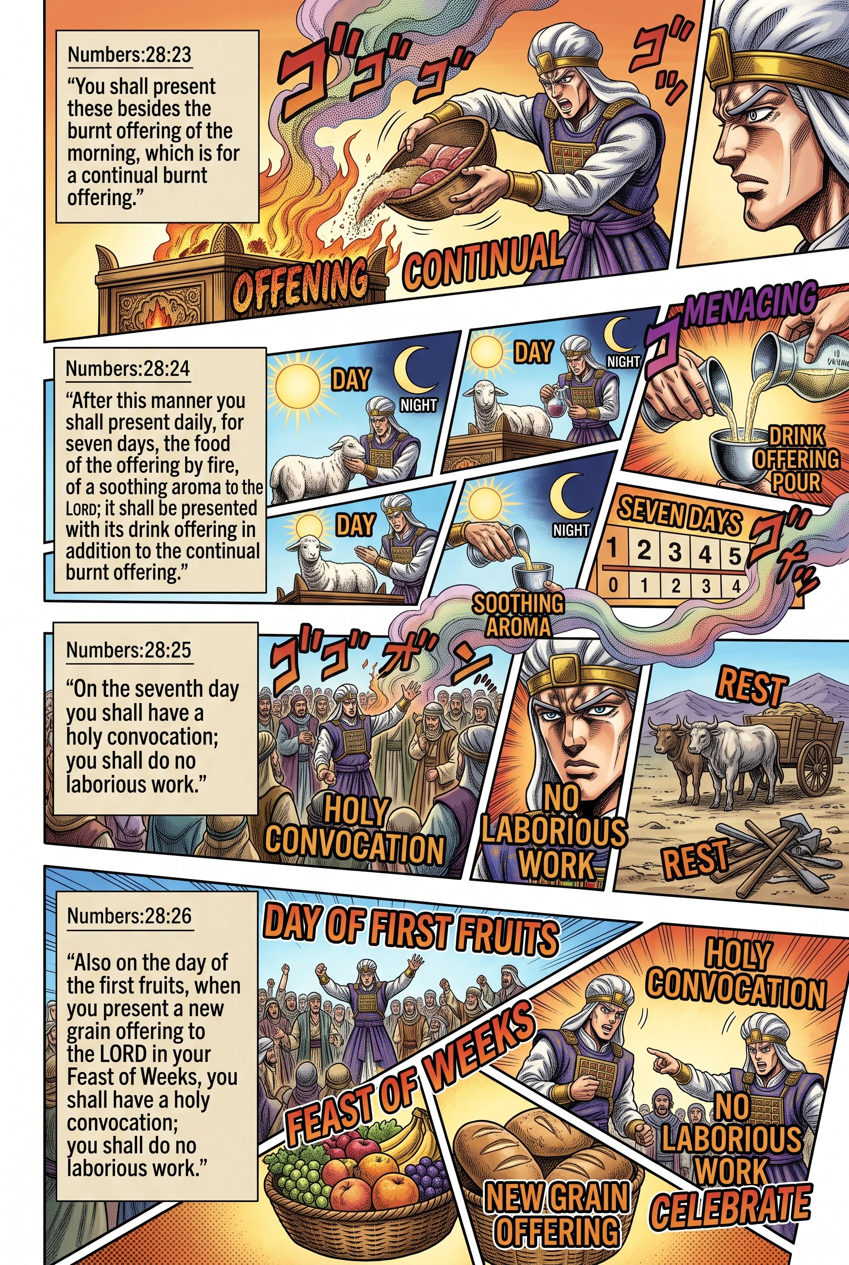 Numbers 28 illustration: Daily Festival Offerings and First Fruits