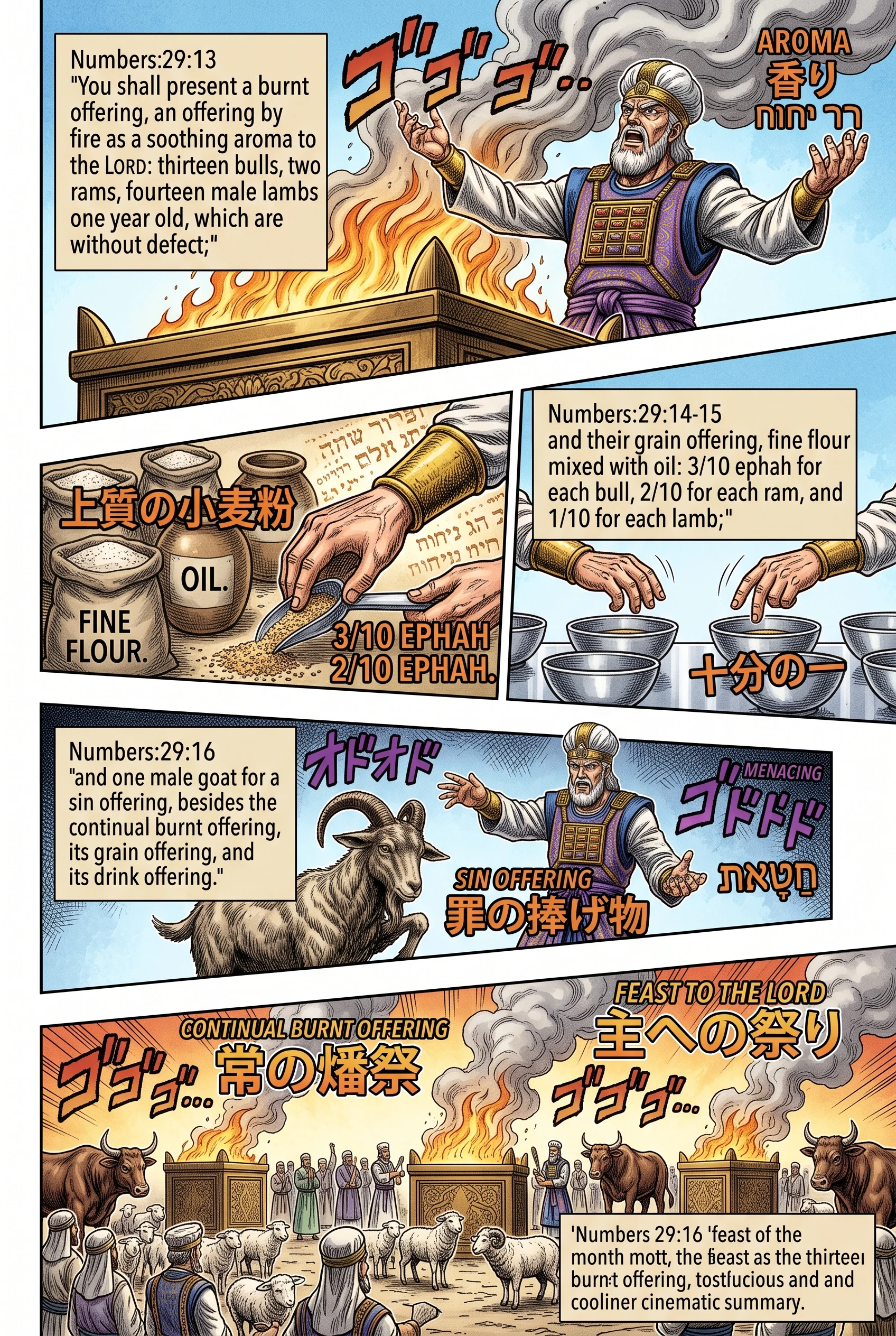 Numbers 29 illustration: Offerings for the First Festival Day