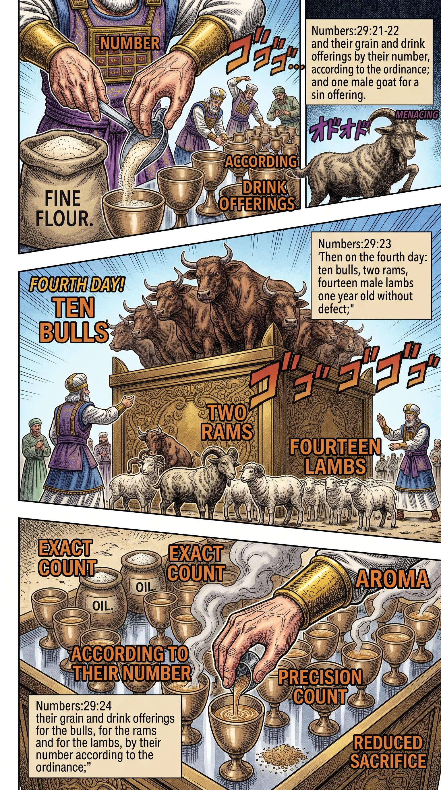 Numbers 29 illustration: Offerings Prescribed for the Fourth Day