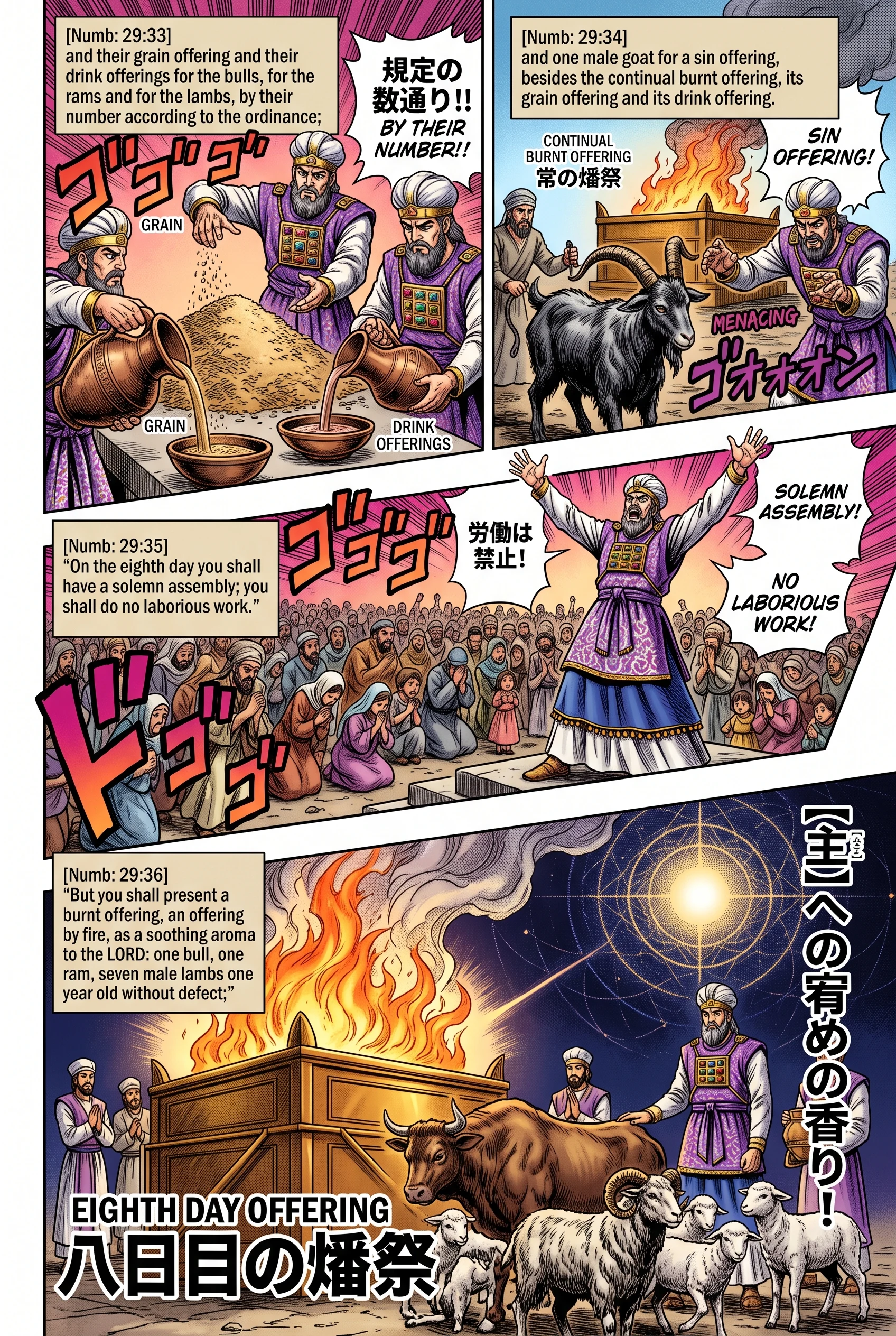 Numbers 29 illustration: Sacrifices for the Eighth Day Assembly