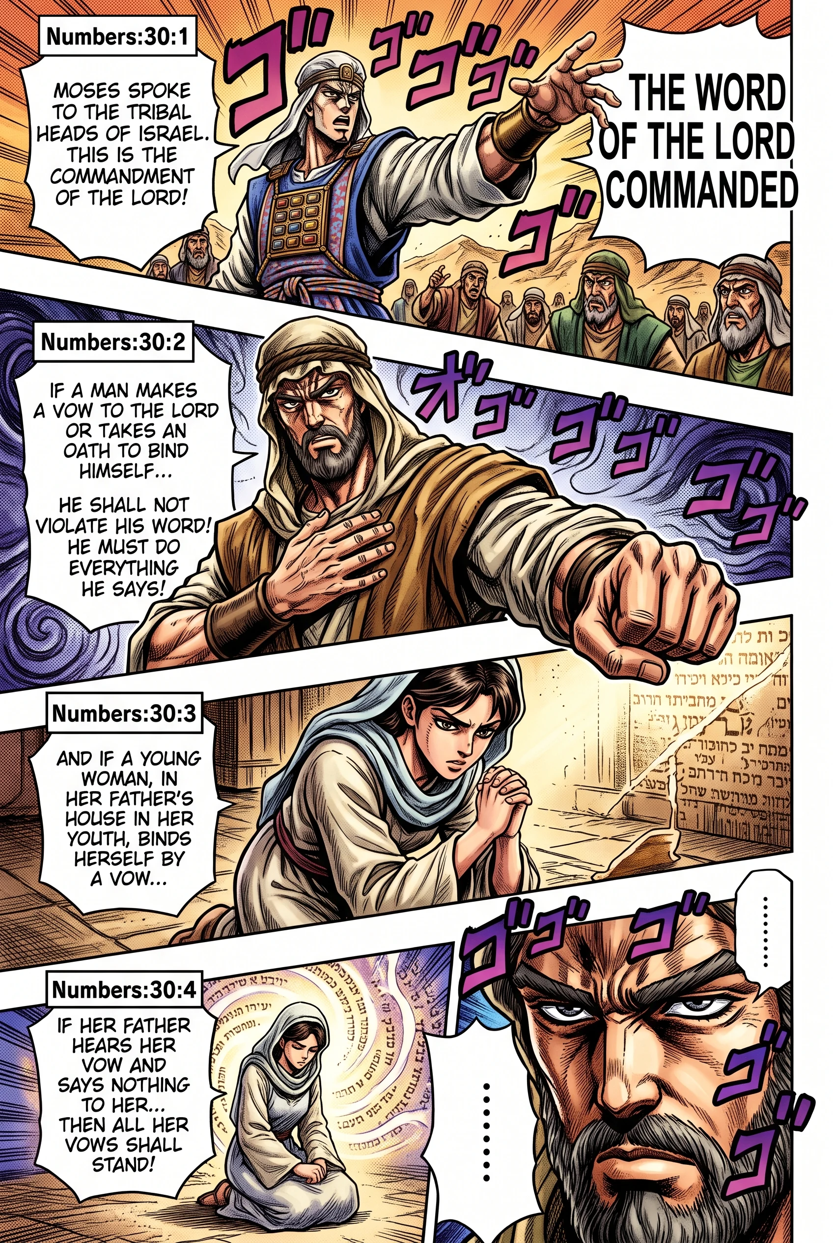 Numbers 30 illustration: Vows of Men and Unmarried Women