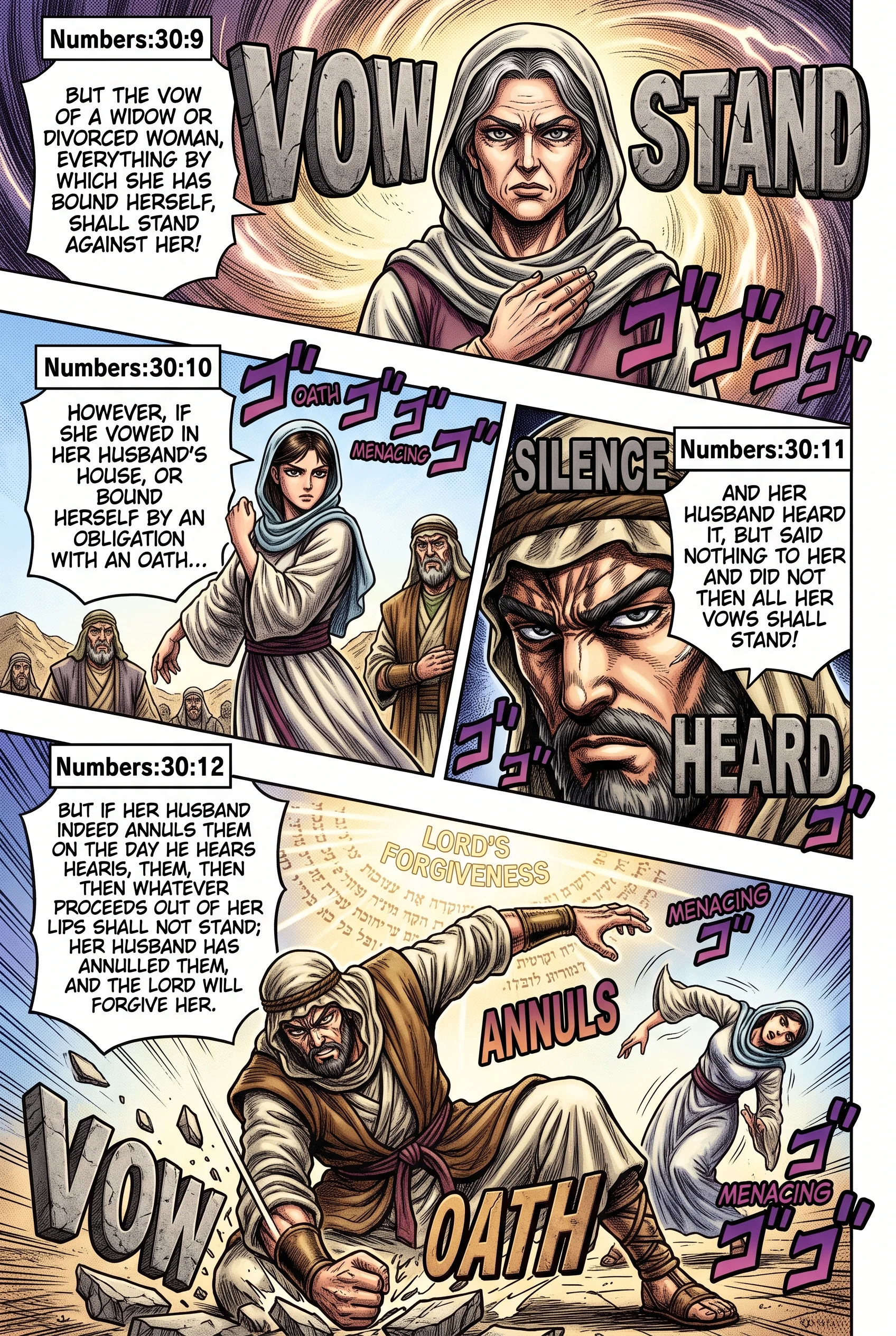 Numbers 30 illustration: Vows of Widows and Married Wives