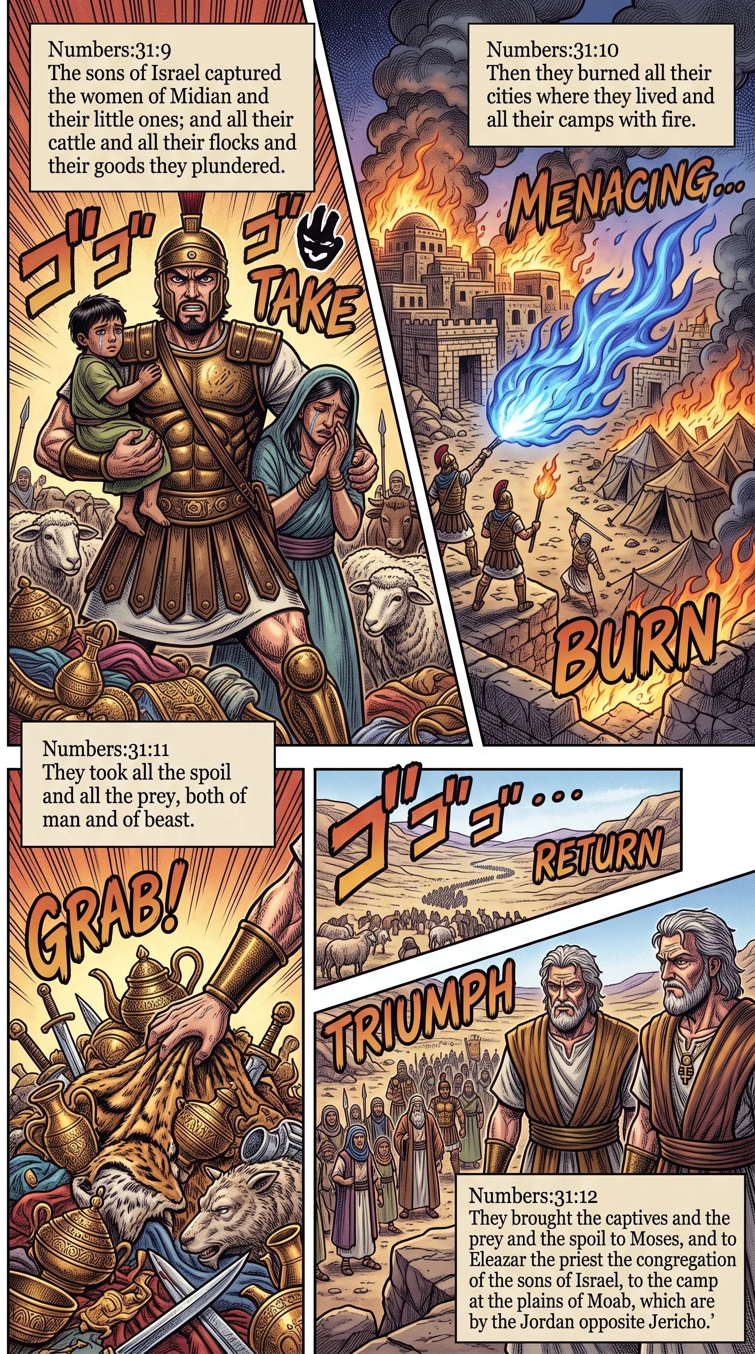 Numbers 31 illustration: Israel Captures Women Cattle and Spoil