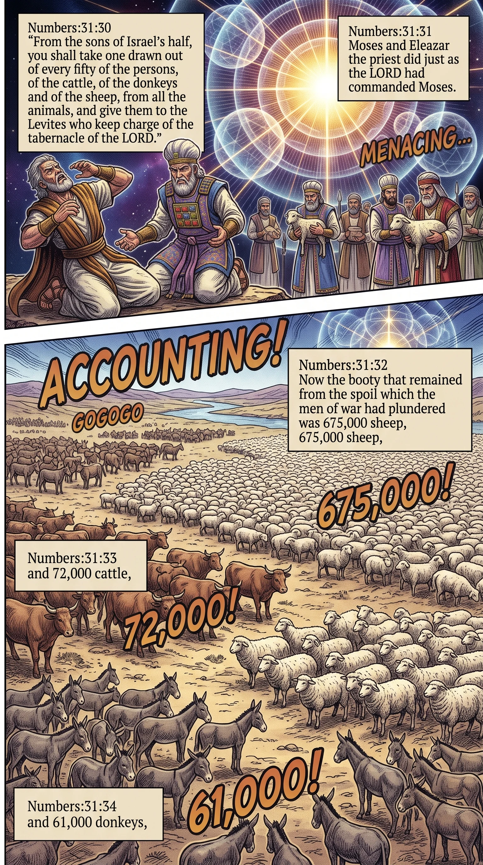 Numbers 31 illustration: Levite Share and Spoils Counted