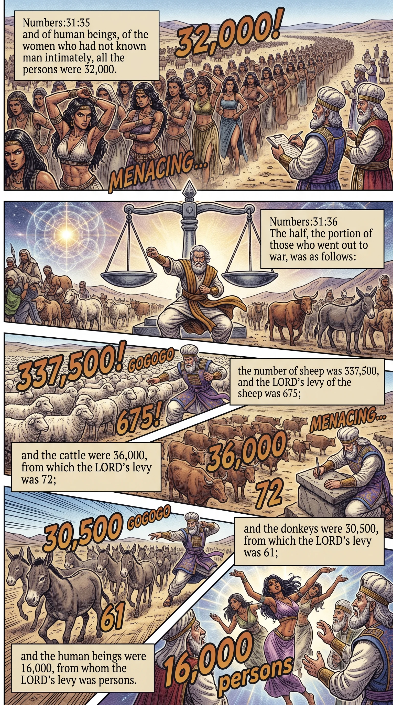 Numbers 31 illustration: The Warriors' Portion and Lord's Share