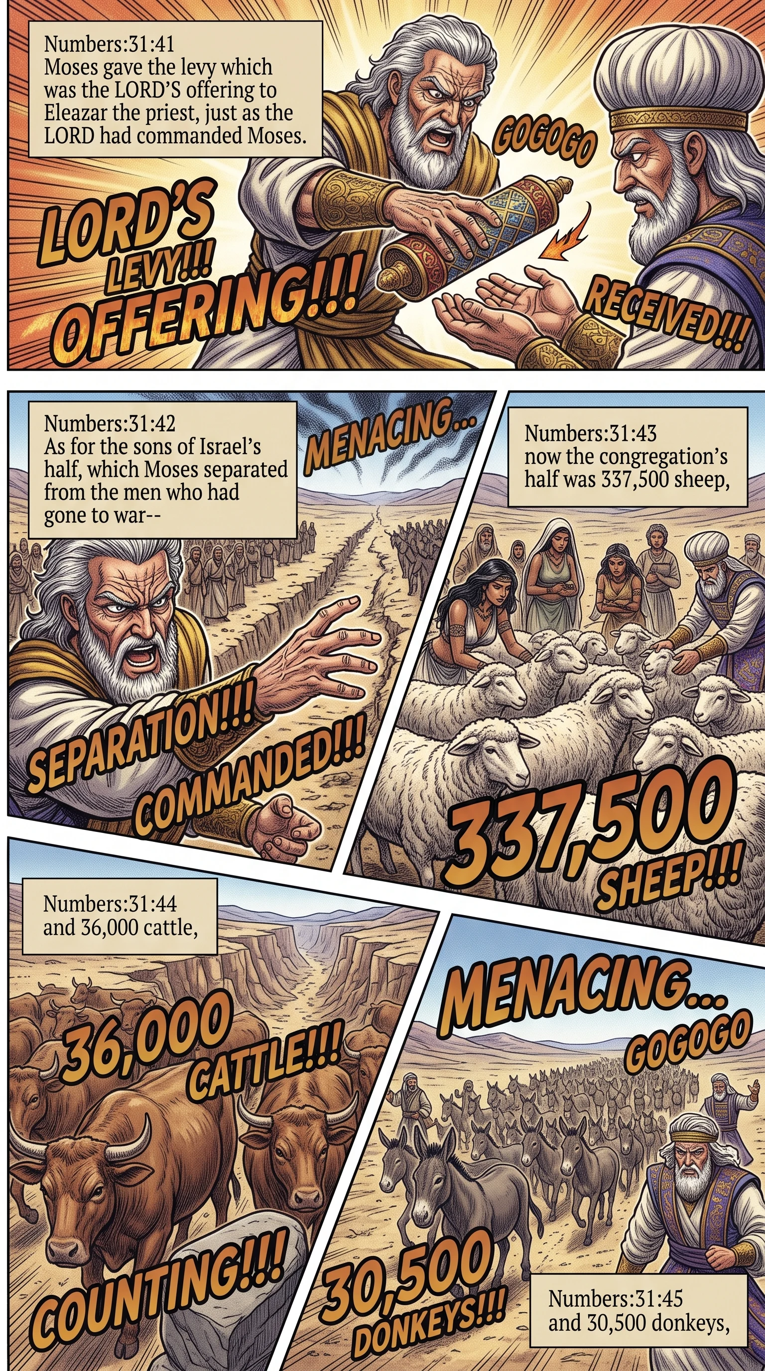 Numbers 31 illustration: Priest's Share and the Congregation's Half