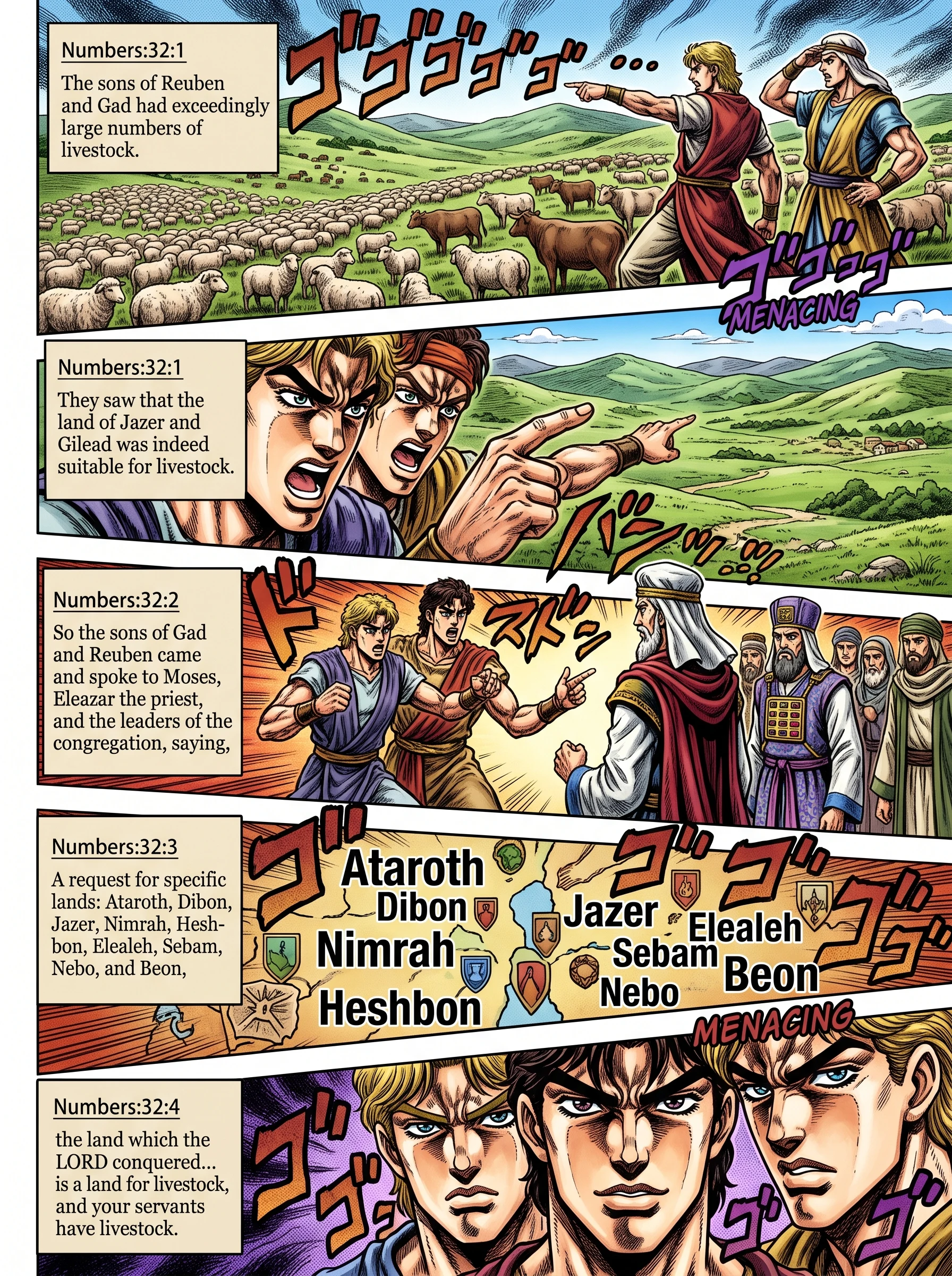 Numbers 32 illustration: Reuben and Gad Request Gilead Pastures