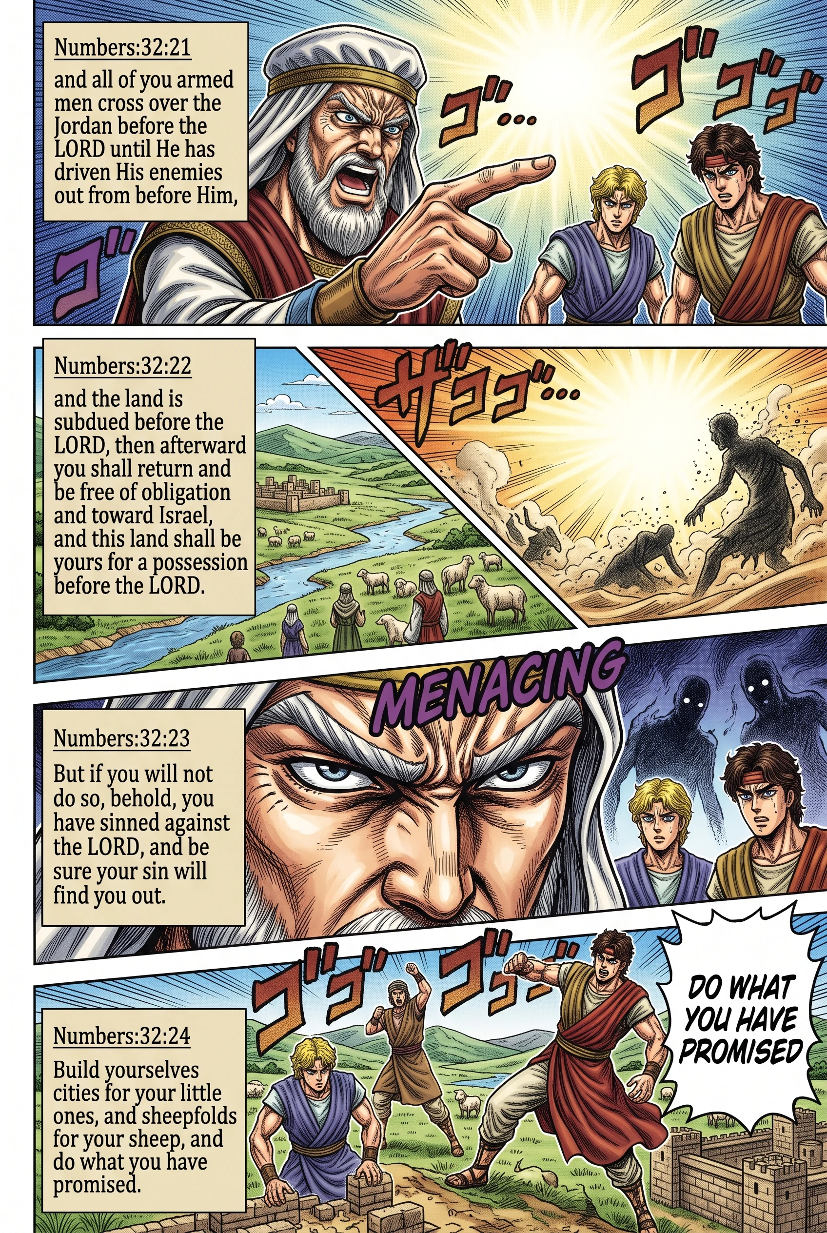 Numbers 32 illustration: Conditions for Settling East of Jordan
