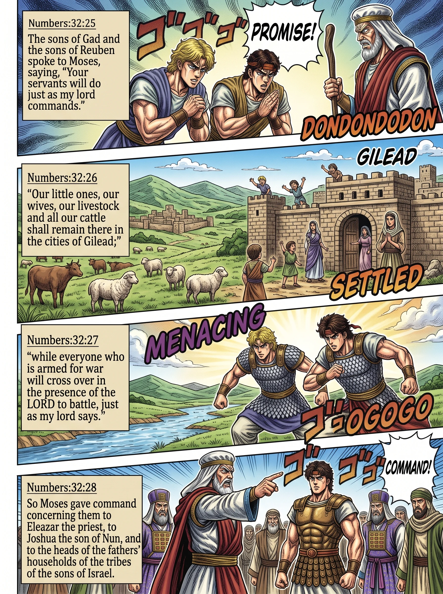 Numbers 32 illustration: The Two Tribes Accept Moses' Conditions