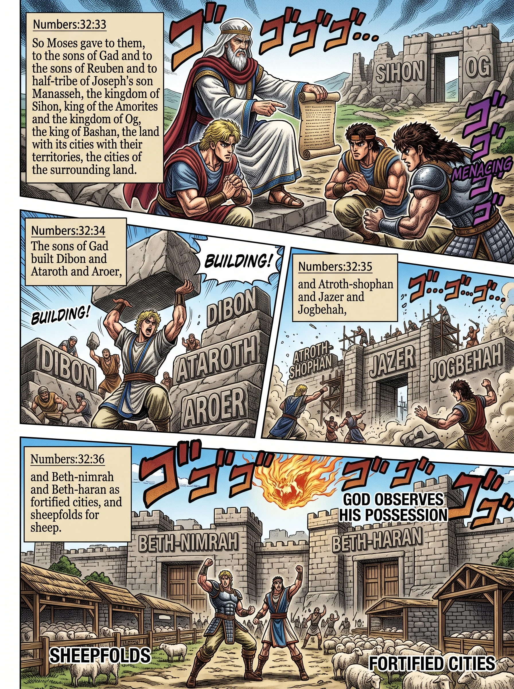 Numbers 32 illustration: Gad and Reuben Rebuild Their Cities