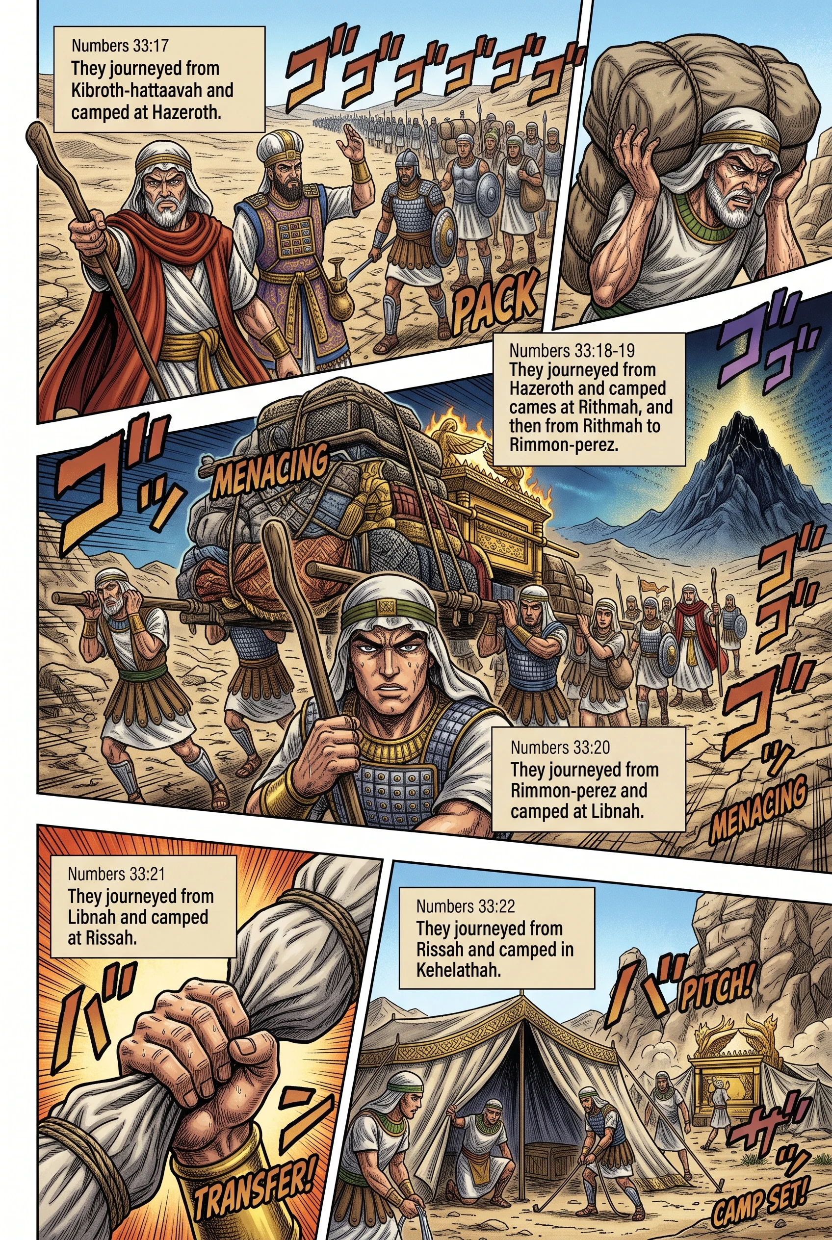 Numbers 33 illustration: Wilderness Camps from Hazeroth to Kehelathah