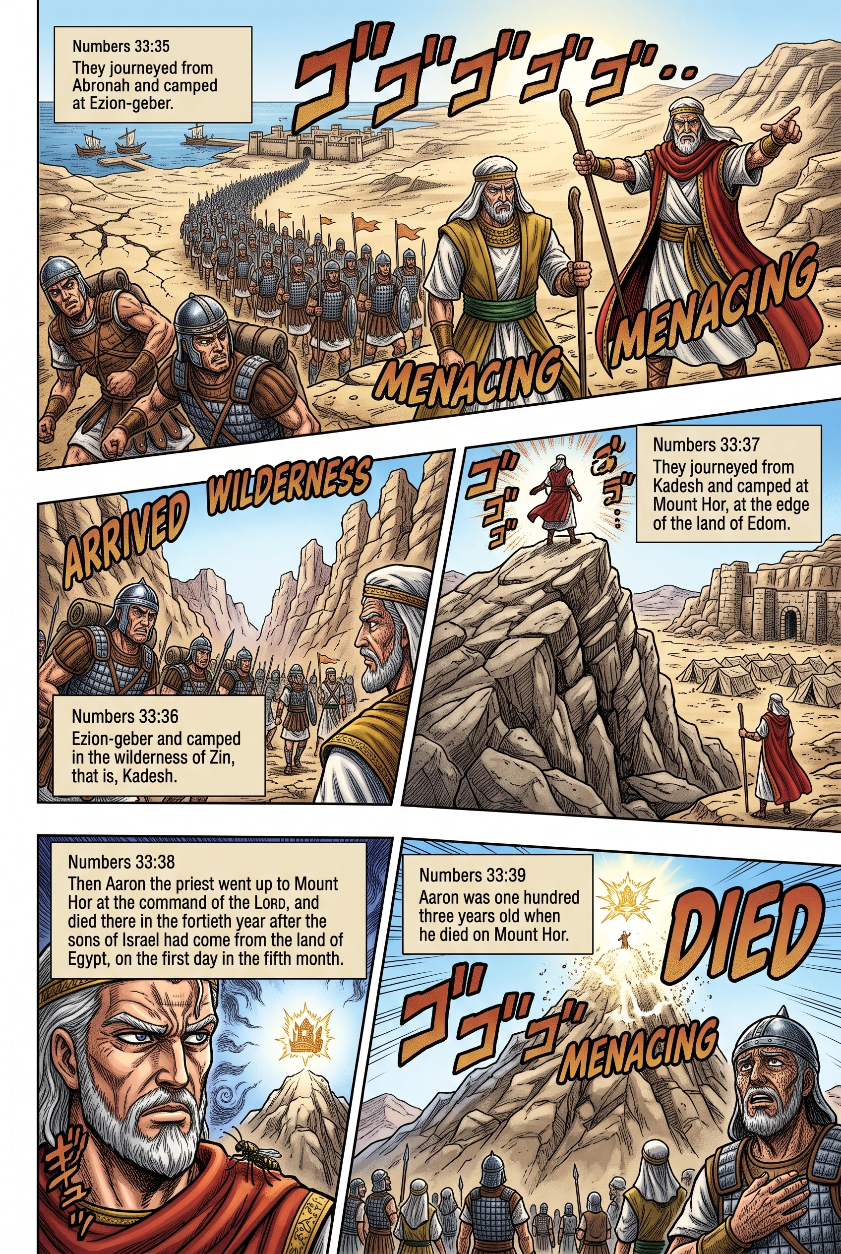 Numbers 33 illustration: Death of Aaron on Mount Hor