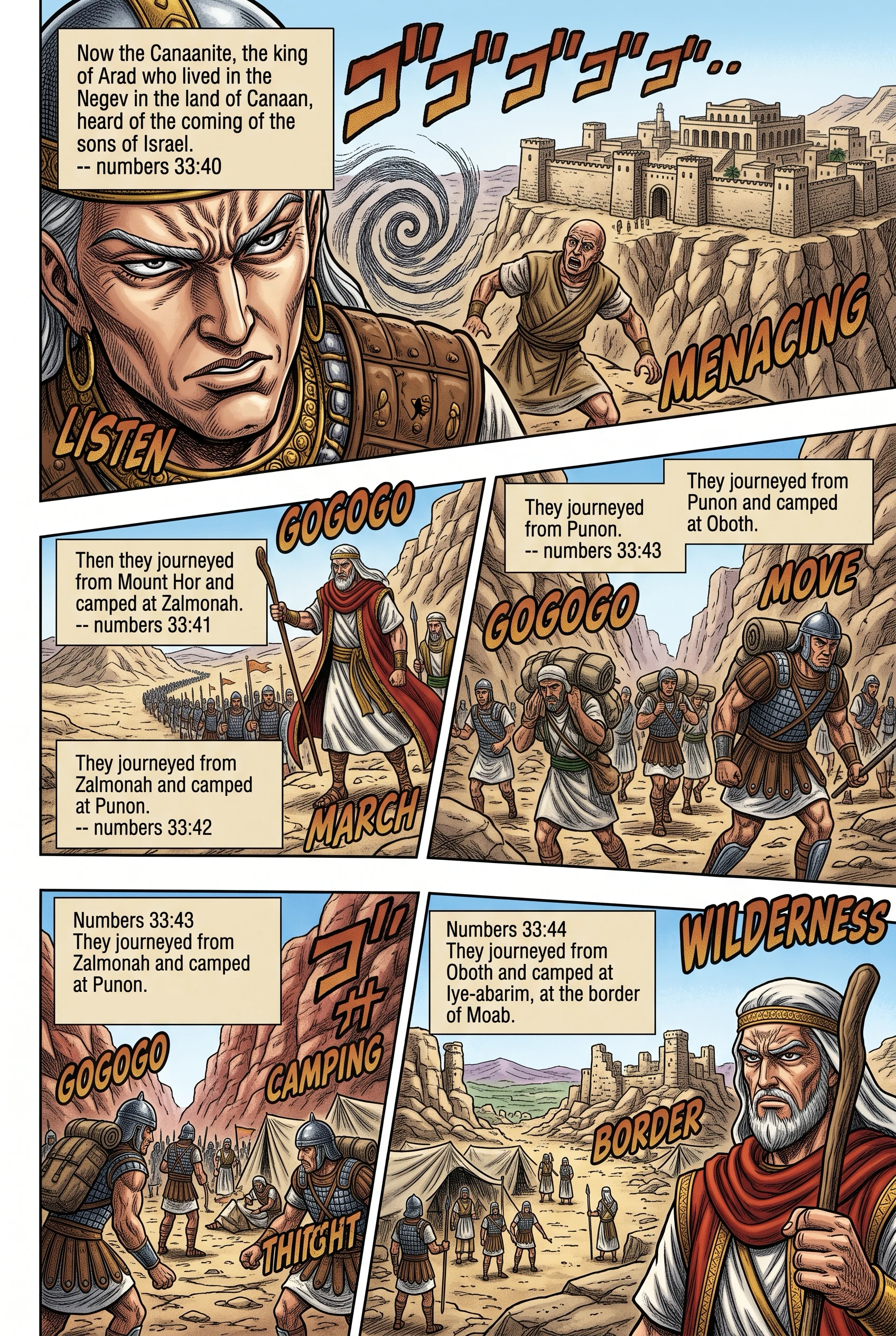 Numbers 33 illustration: King of Arad and Moab Border