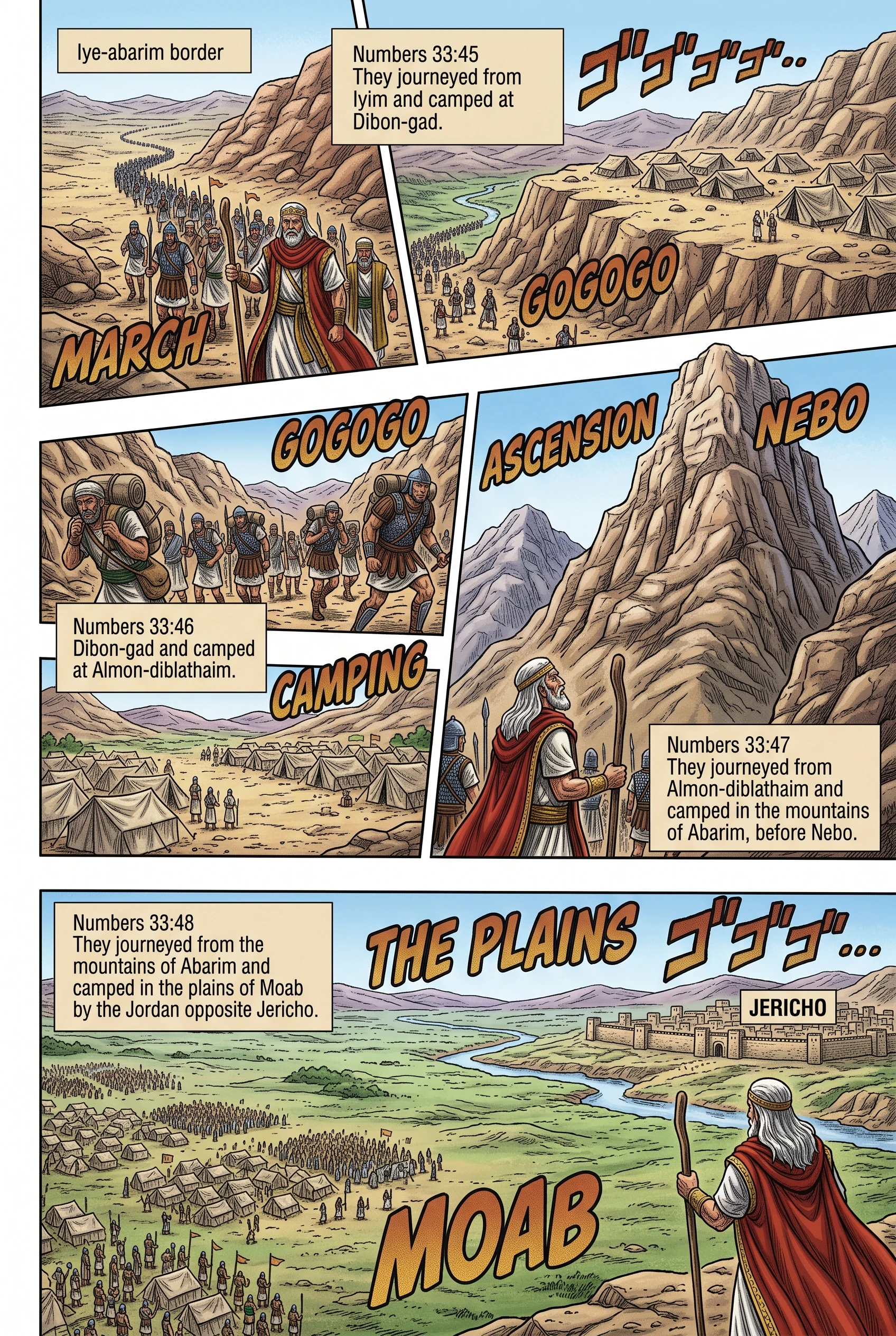 Numbers 33 illustration: Arrival at the Plains of Moab