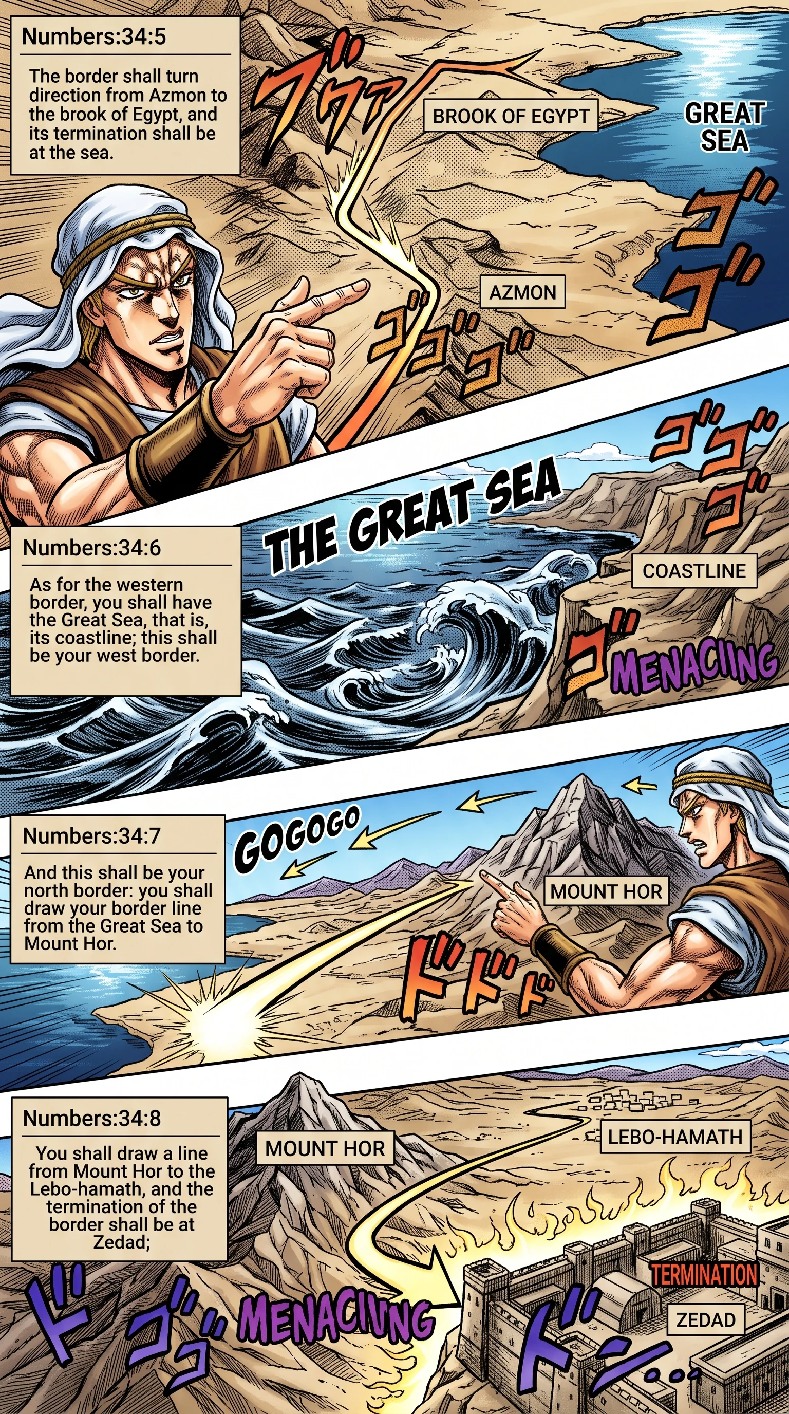 Numbers 34 illustration: Western and Northern Boundaries of Canaan