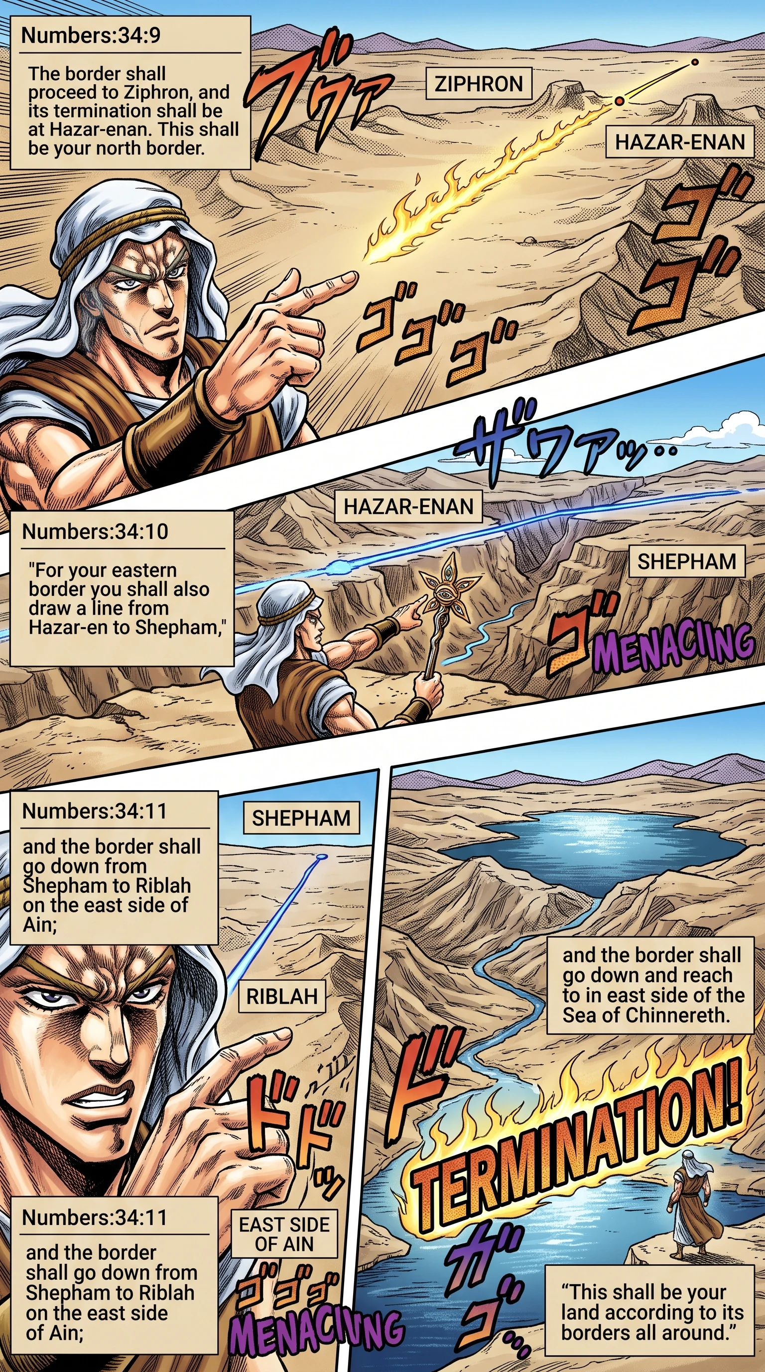 Numbers 34 illustration: The Eastern Boundary to Salt Sea