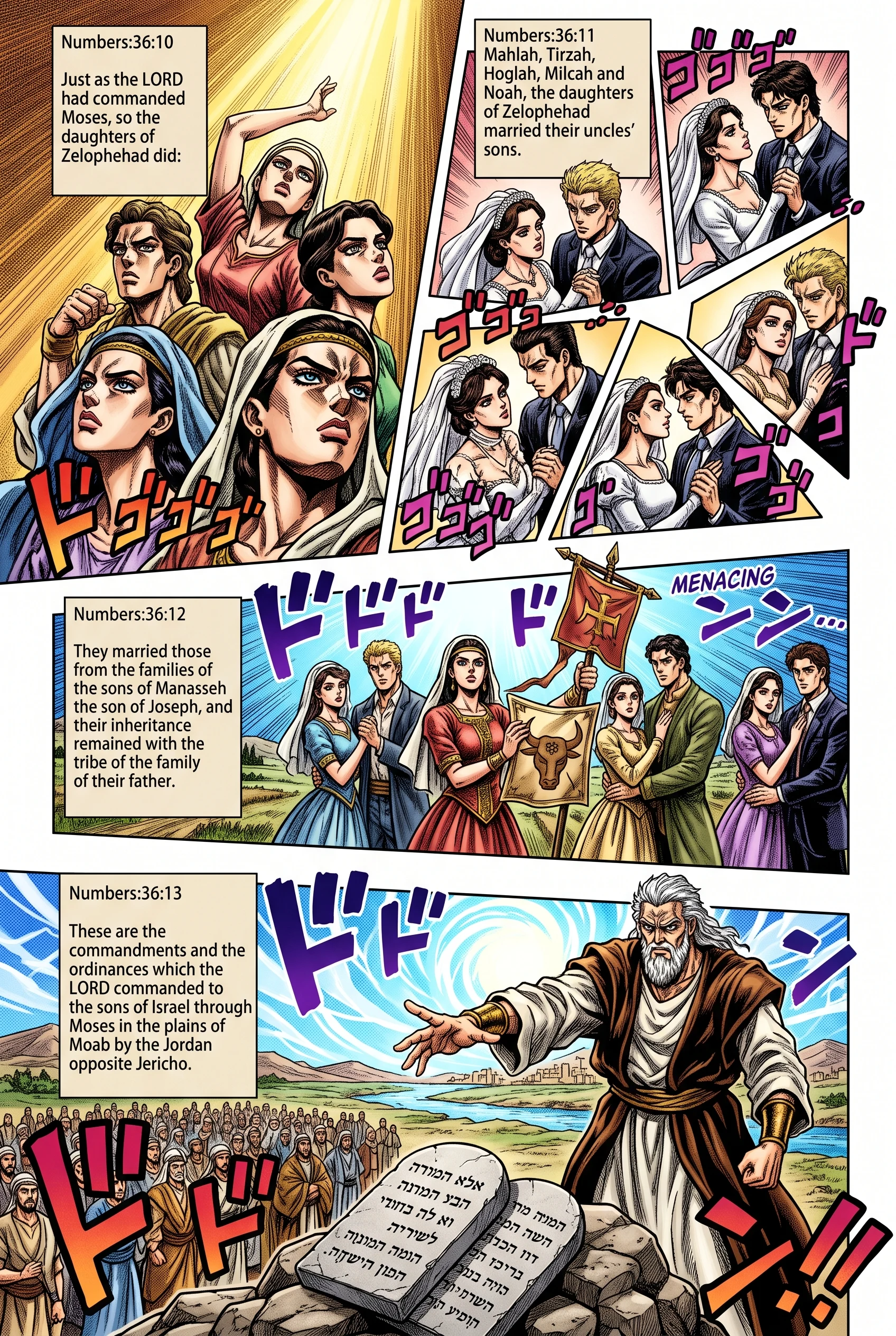 Numbers 36 illustration: Zelophehad's Daughters Marry within Their Tribe